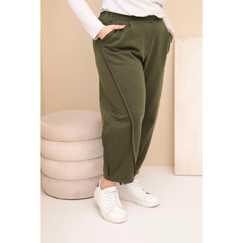 MladaModa Bavlnené oversize nohavice s vysokým pásom model 25272 farba 67826239