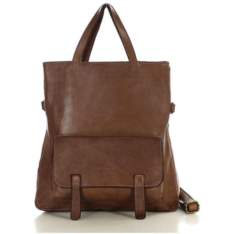 MARCO MAZZINI Dámska kožená batohová taška Handmade s predným vreckom 67826790