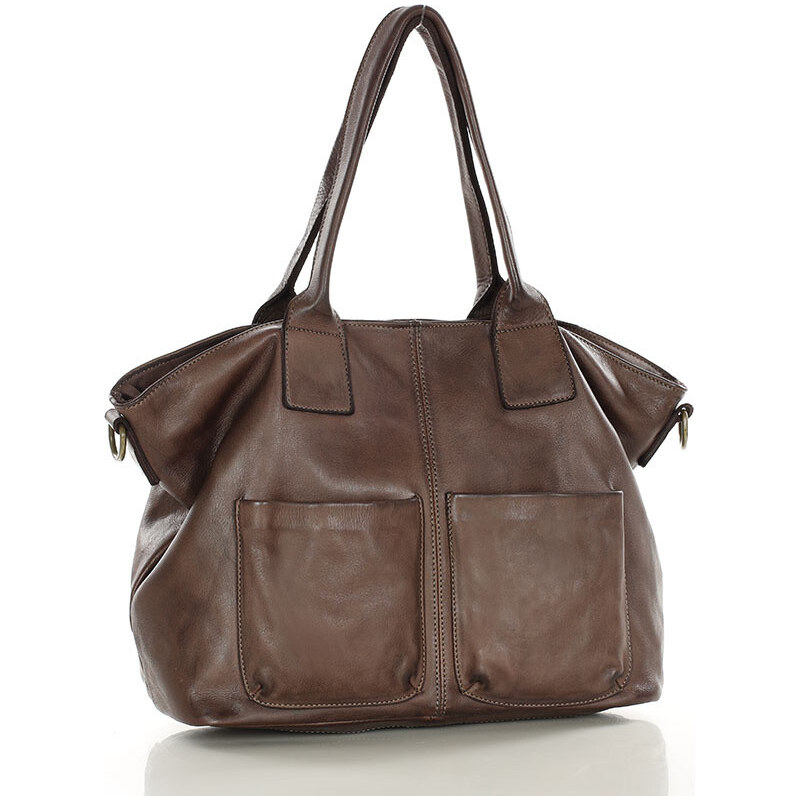 GENUINE LEATHER MARCO MAZZINI Dámska kožená shopper kabelka | 67826793