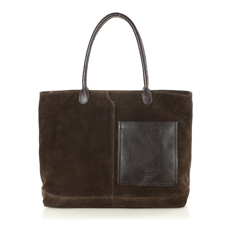 MARCO MAZZINI Dámska kožená taška typu hobo semiš | cafe vp3gg 67826799