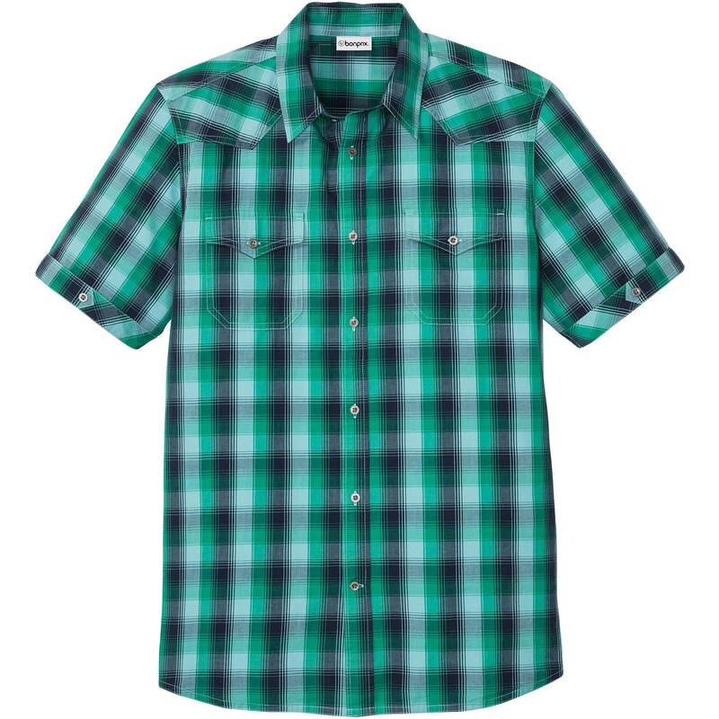 bonprix Košeľa s krátkym rukávom a ozdobnými vreckami, farba modrá 45191913