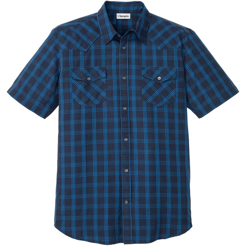 bonprix Košeľa s krátkym rukávom z čistej bavlny, farba modrá 44896045