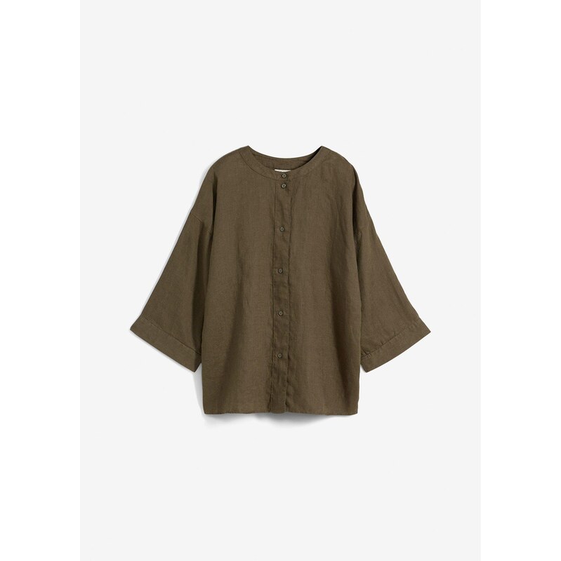 bonprix Oversize-blúzka z čistého plátna, farba zelená 62679594