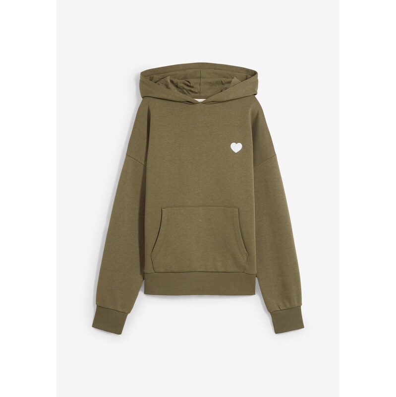 bonprix Mikina s kapucňou z mäkkého bavlneného mixu, farba zelená 64921899