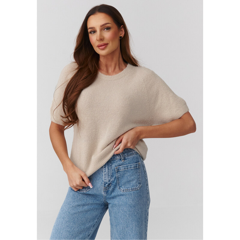 Sveter s krátkym rukávom model 224081 Makadamia 67827603