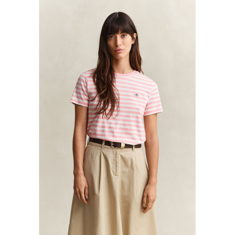 TRIČKO GANT REG STRIPED SHIELD SS T-SHIRT LILLY PINK 67313196