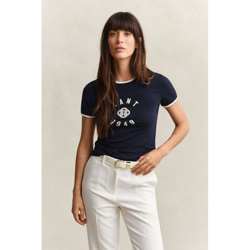 TRIČKO GANT SLIM SS RINGER T-SHIRT EVENING BLUE 67313211
