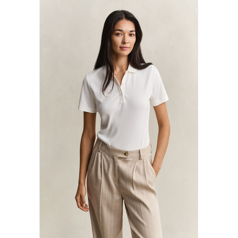 POLOKOŠEĽA GANT SLIM RIBBED SS POLO EGGSHELL 67313212