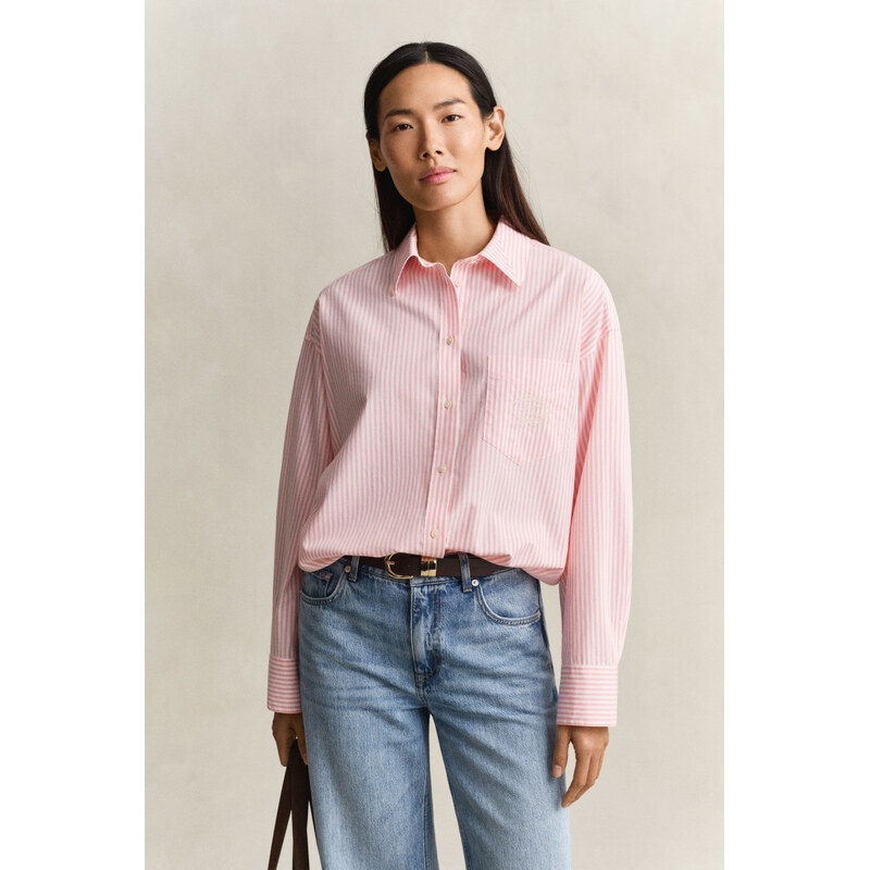 KOŠEĽA GANT OS CLASSIC POPLIN STRIPE SHIRT LILLY PINK 67313252
