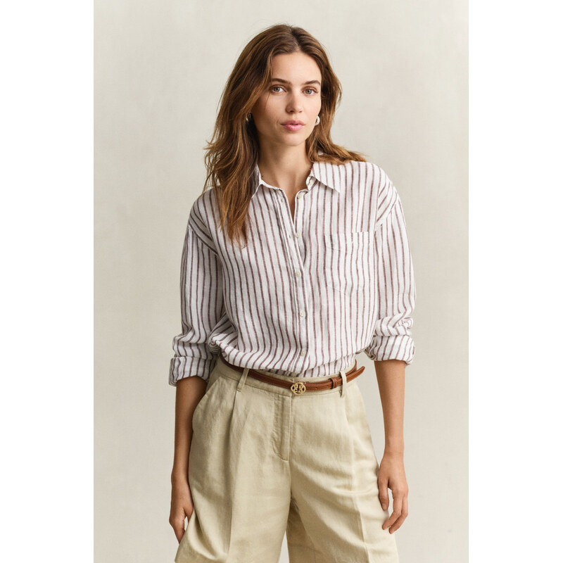 KOŠEĽA GANT REL STRIPED LINEN LS SHIRT FRESH SOIL 67313261