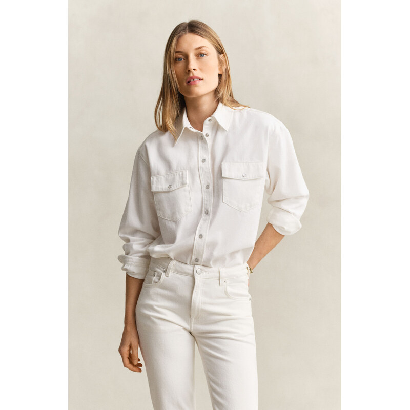 KOŠEĽA GANT REL POCKET DENIM LS SHIRT EGGSHELL 67313266