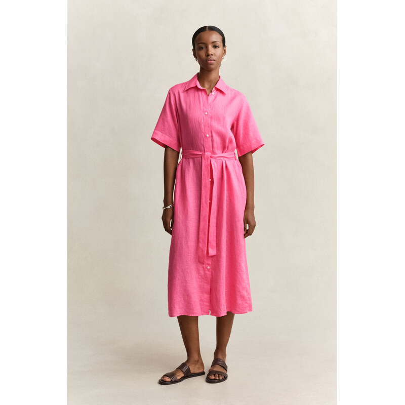 Šaty gant linen ss shirt dress bright fuschia 67313276
