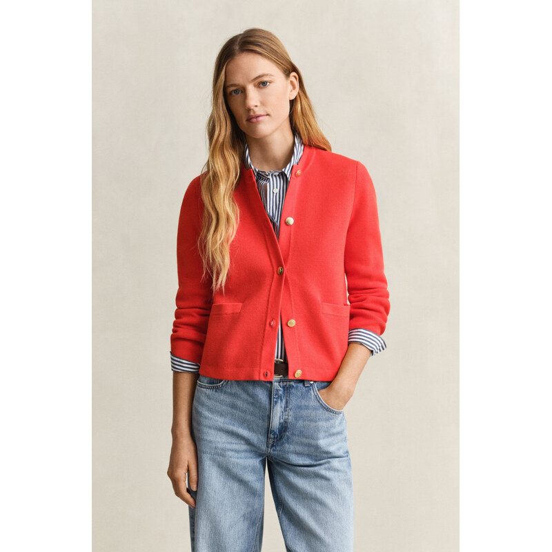 SVETER GANT COTTON KNIT JACKET PERFECT RED 67313323