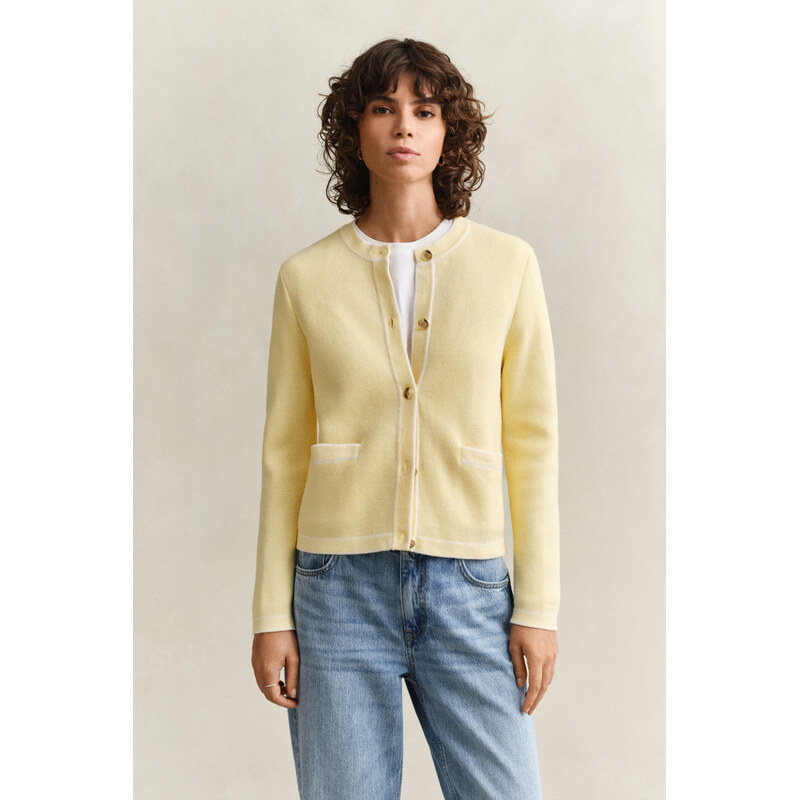 SVETER GANT COTTON KNIT JACKET VANILLA YELLOW 67313324