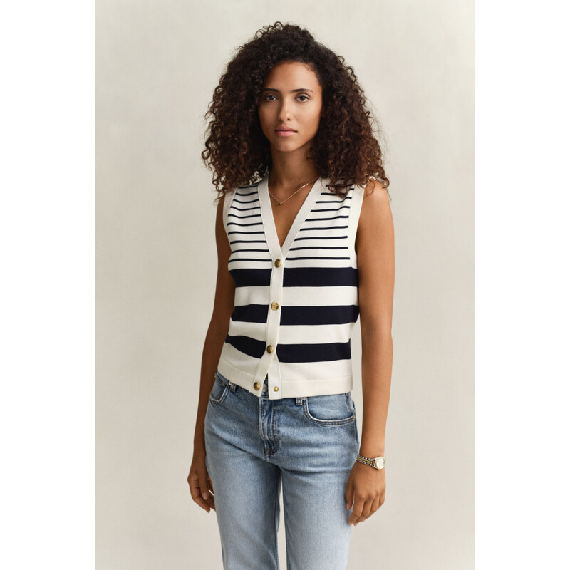 VESTA GANT STRIPED KNIT VEST EGGSHELL 67313325