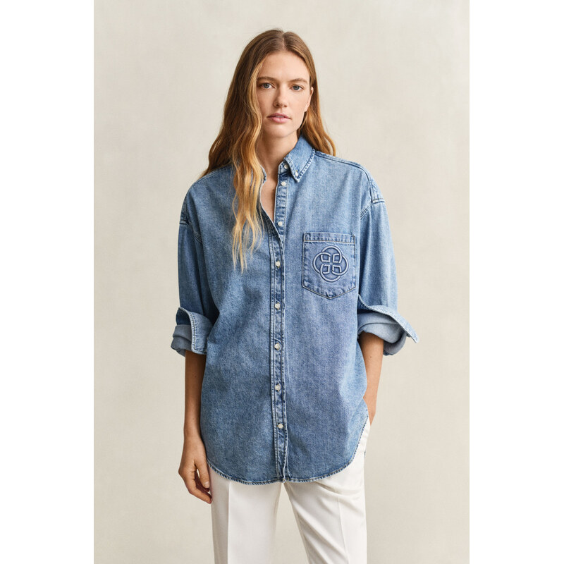 KOŠEĽA GANT OS DENIM EMBR POCKET BD SHIRT SEMI LIGHT BLUE WORN IN 67332216