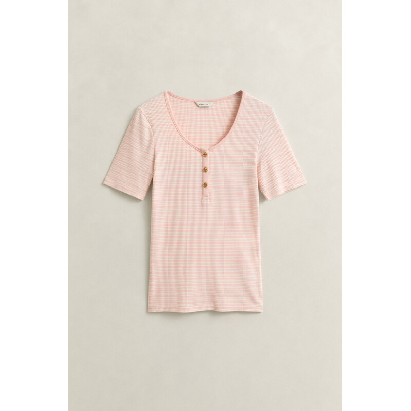 TRIČKO GANT SLIM RIBBED SS HENLEY TOP APRICOT PINK 67332212