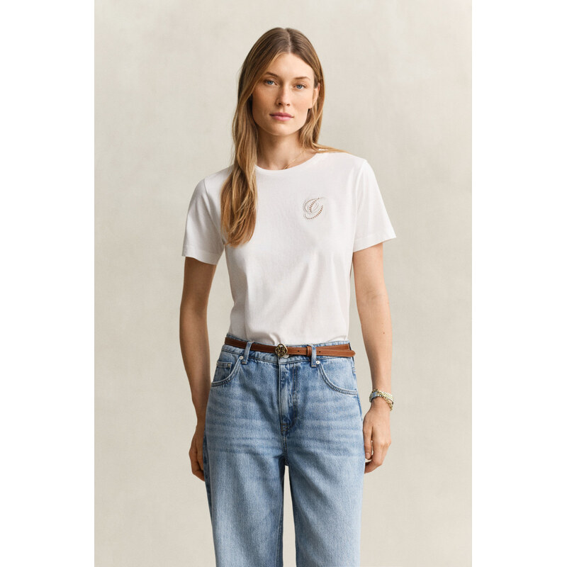 TRIČKO GANT REG SCRIPT SS T-SHIRT EGGSHELL 67332213