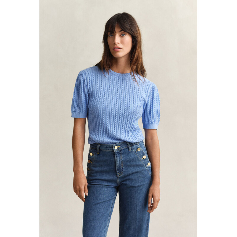 SVETER GANT COTTON CABLE C-NECK SS PALACE BLUE 67332222