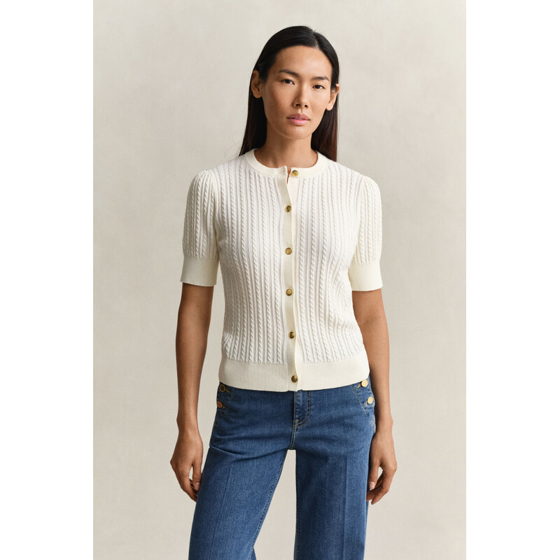 SVETER GANT COTTON CABLE SS CARDIGAN CREAM 67332219