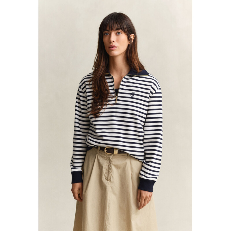 MIKINA GANT STRIPED HALF ZIP SWEAT EVENING BLUE 67446778