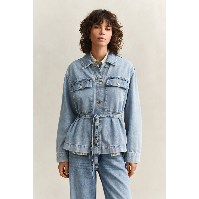 BUNDA GANT DENIM JACKET WITH TIE DETAIL LIGHT BLUE WORN IN 67556365