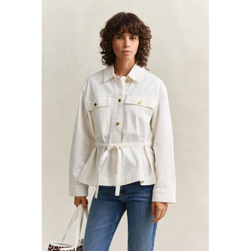 BUNDA GANT DENIM JACKET WITH TIE DETAIL EGGSHELL 67556366