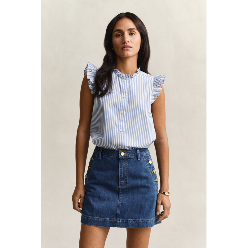BLÚZKA GANT STRIPE CTN RUFFLE BLOUSE PALACE BLUE 67611835
