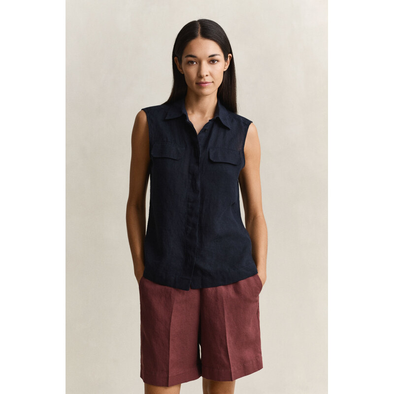 KOŠEĽA GANT LINEN SLEEVELESS SHIRT BLACK 67611837