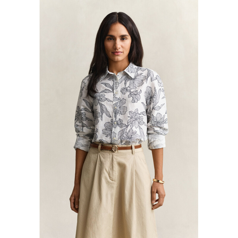 KOŠEĽA GANT REG FLORAL PRINT LINEN SHIRT EVENING BLUE 67611842