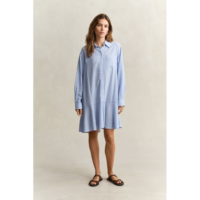 ŠATY GANT STRIPE SEERSUCKER SHIRT DRESS PALACE BLUE 67611849