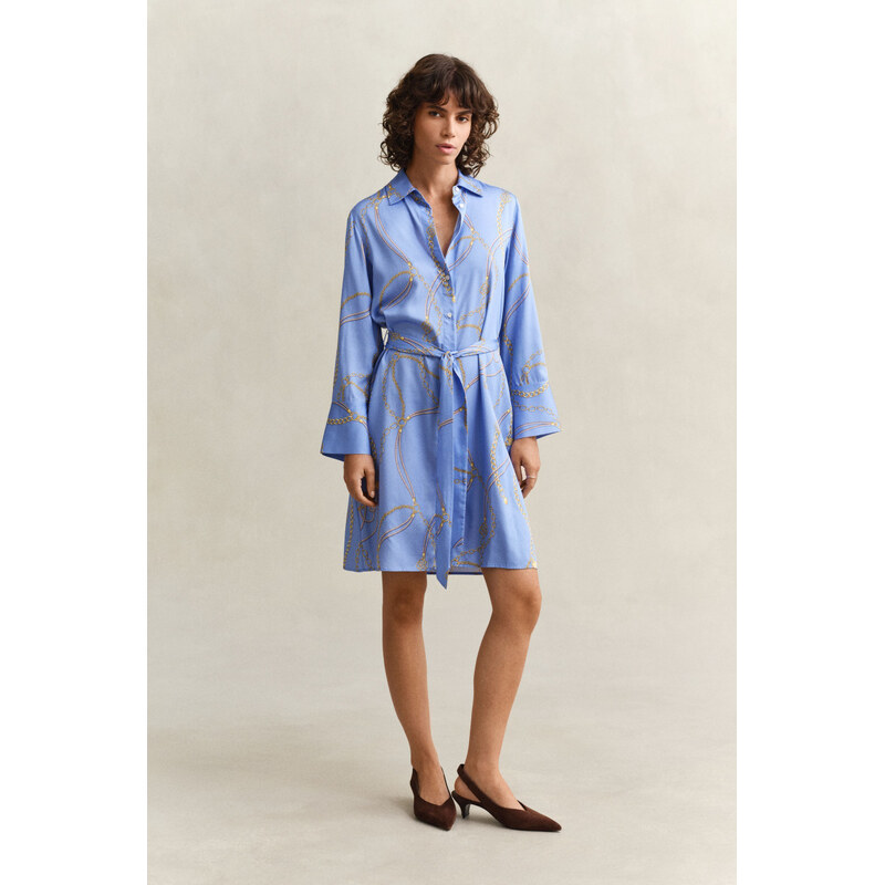ŠATY GANT PRINT BELTED SHIRT DRESS PALACE BLUE 67611851