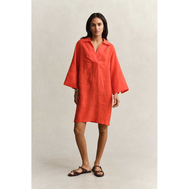 Šaty gant linen popover dress perfect red 67611857