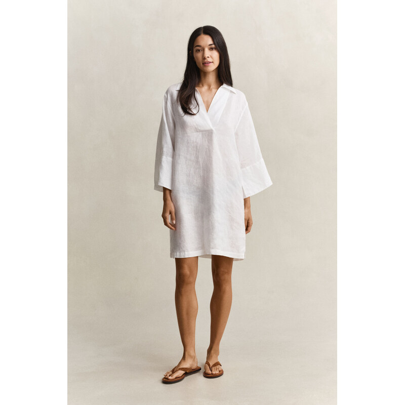 Šaty gant linen popover dress white 67611858