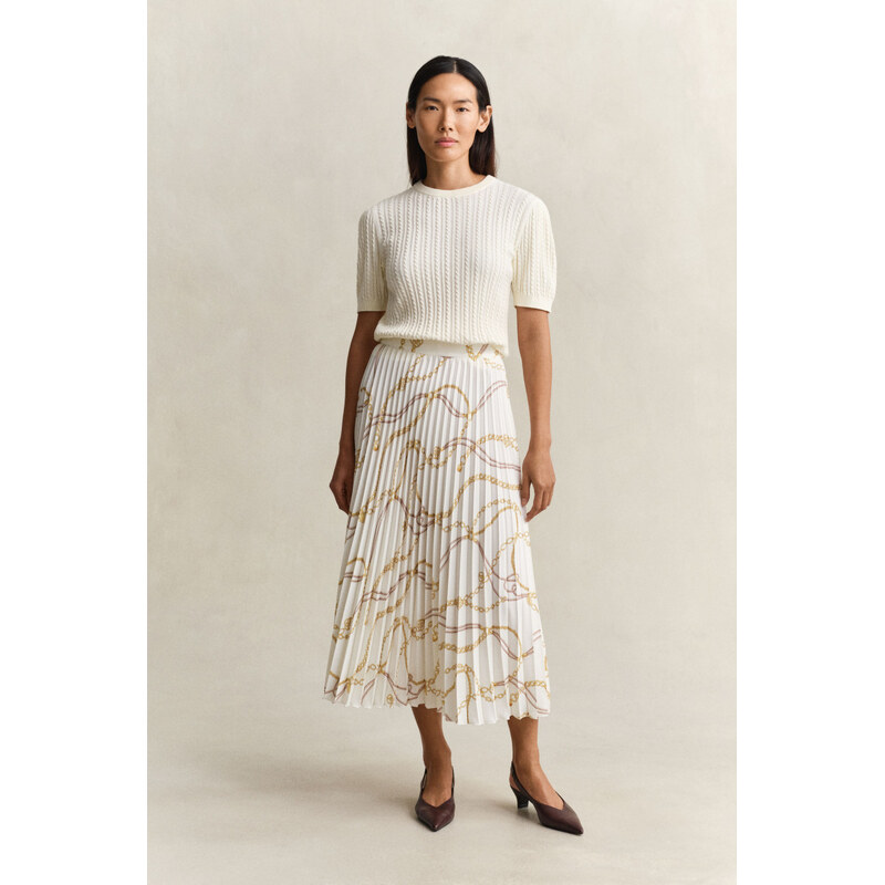 SUKŇA GANT PRINTED PLEATED MIDI SKIRT EGGSHELL 67313271