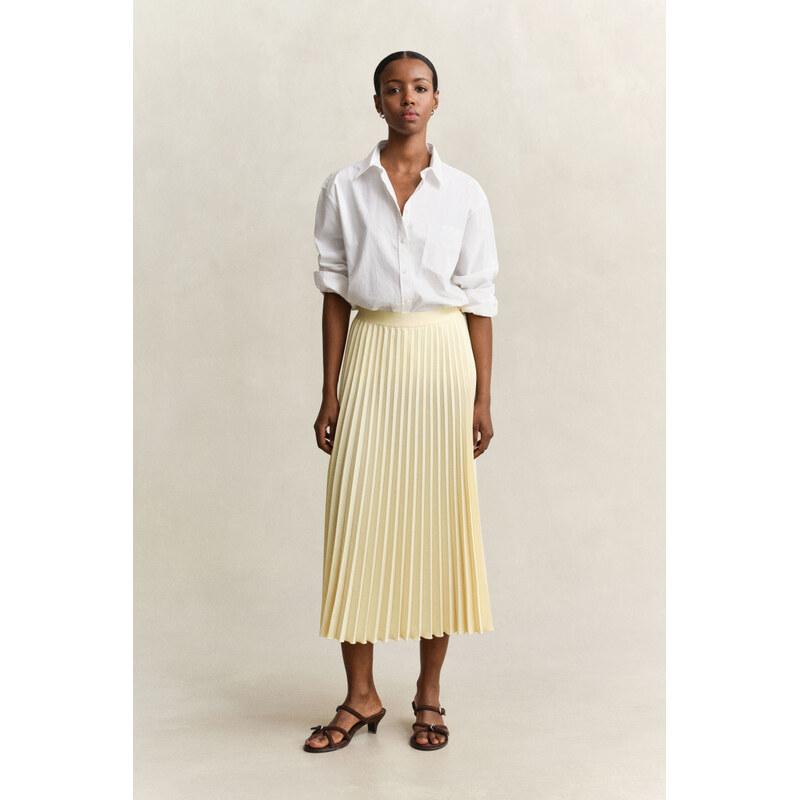 SUKŇA GANT MIDI PLEATED SKIRT VANILLA YELLOW 67313270