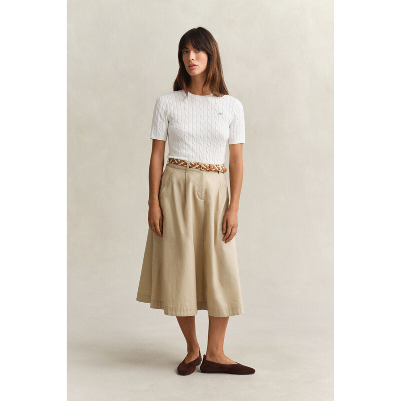 SUKŇA GANT LIGHTWEIGHT PLEATED CHINO SKIRT OAT BEIGE 67446782