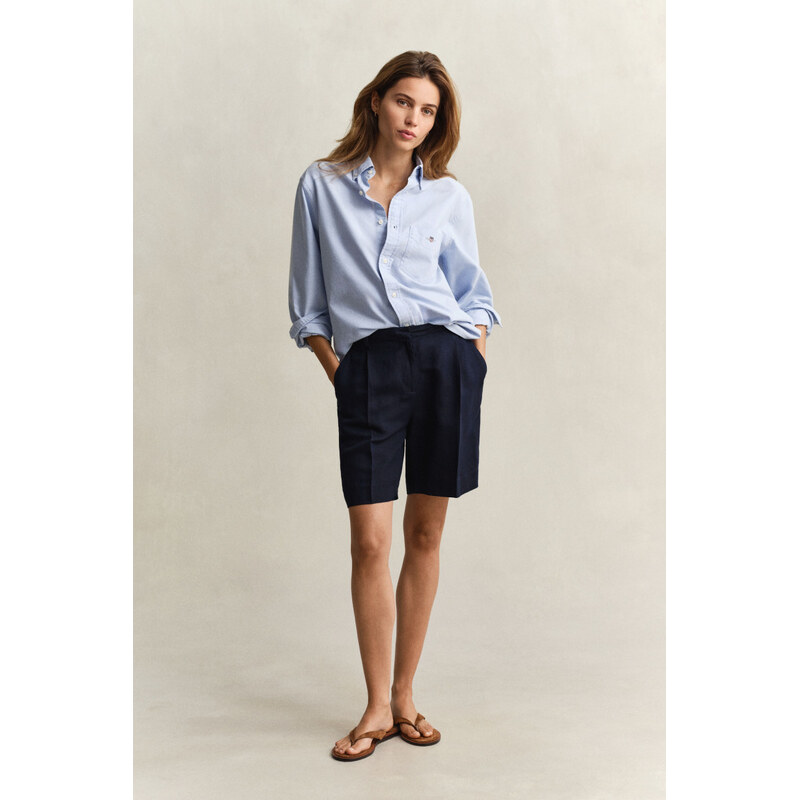 ŠORTKY GANT TAILORED LINEN BLEND SHORTS EVENING BLUE 67556332