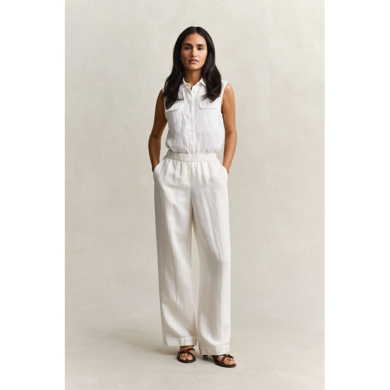 NOHAVICE GANT LINEN BLEND PULL ON PANTS EGGSHELL 67556341