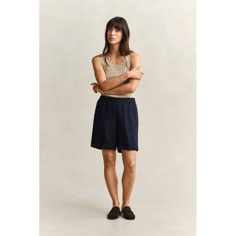 ŠORTKY GANT LINEN BLEND PULL ON SHORTS EVENING BLUE 67556336