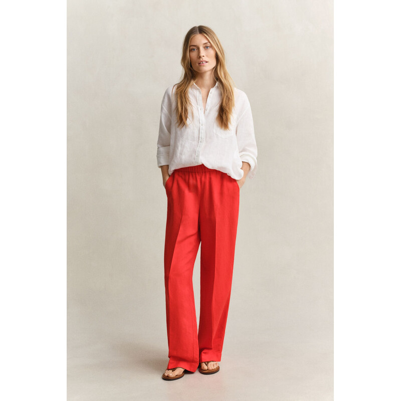 NOHAVICE GANT LINEN BLEND PULL ON PANTS PERFECT RED 67556344