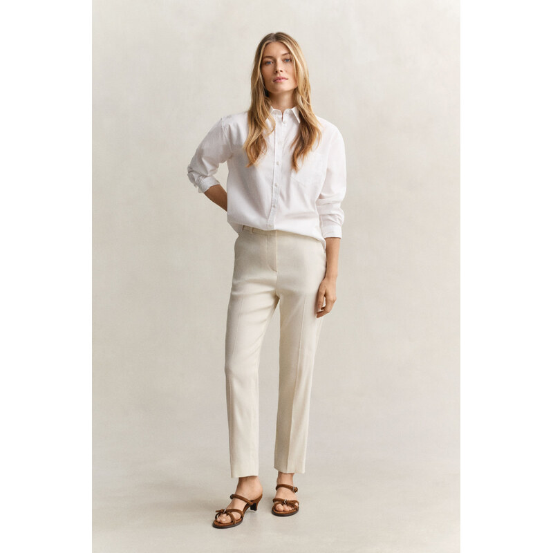 NOHAVICE GANT TAILORED LINEN STRETCH PANTS CREAMED WHITE 67556349