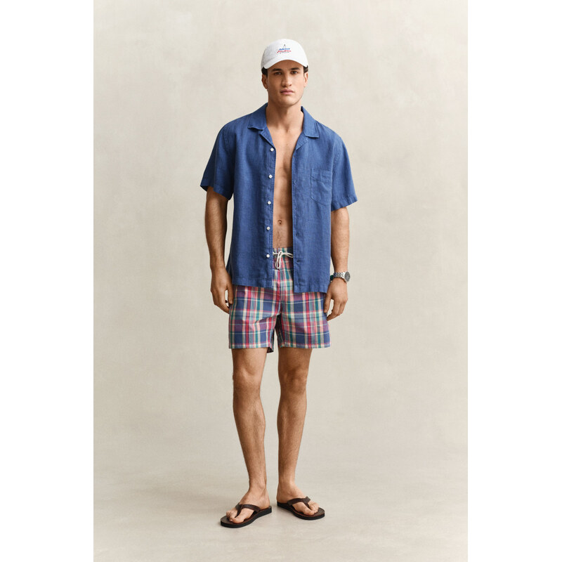 PLAVKY GANT MADRAS CHECK SWIM SHORTS ROSE RED 67556371