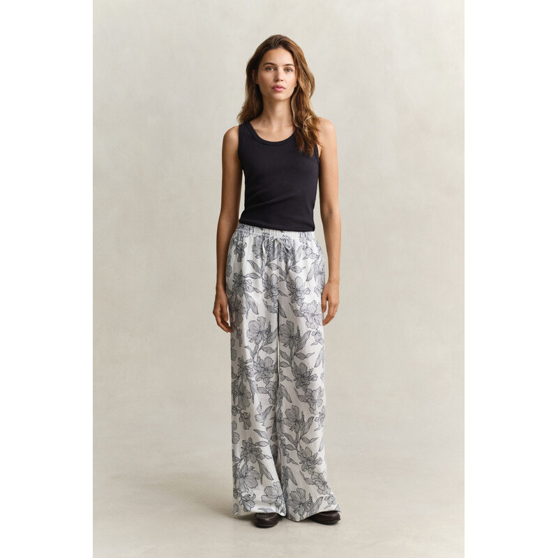NOHAVICE GANT FLORAL PRINT LINEN PULL ON PANTS EVENING BLUE 67611832