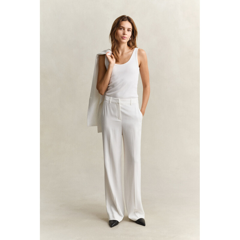 NOHAVICE GANT TAILORED FLUID CREPE PANTS WHITE 67611831