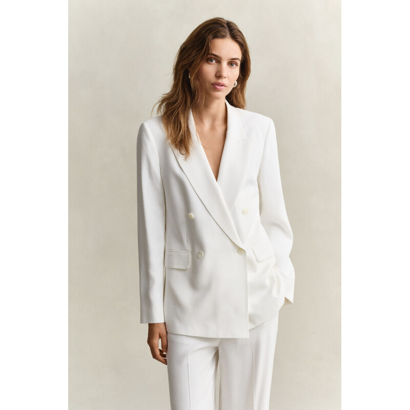 SAKO GANT DB FLUID CREPE BLAZER WHITE 67611867