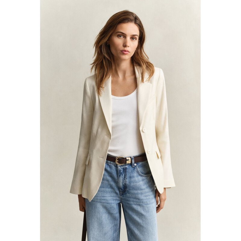 SAKO GANT SLIM LINEN STRETCH BLAZER CREAMED WHITE 67611866