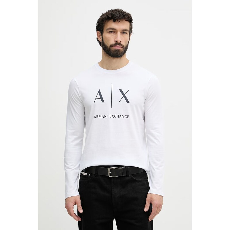 Pánske bavlnené tričko s dlhým rukávom Armani Exchange 67828330
