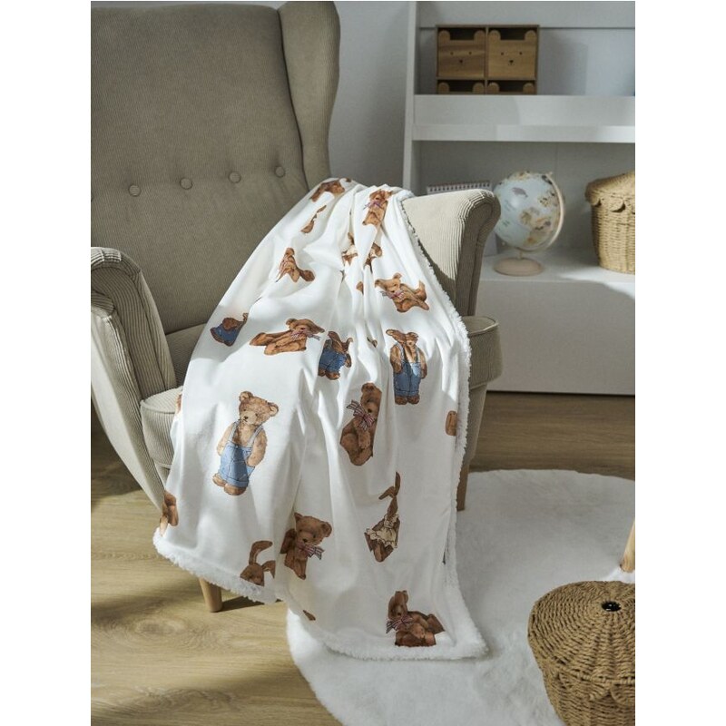 Sinsay - Detská deka s motívom macíka - krémová 67828473