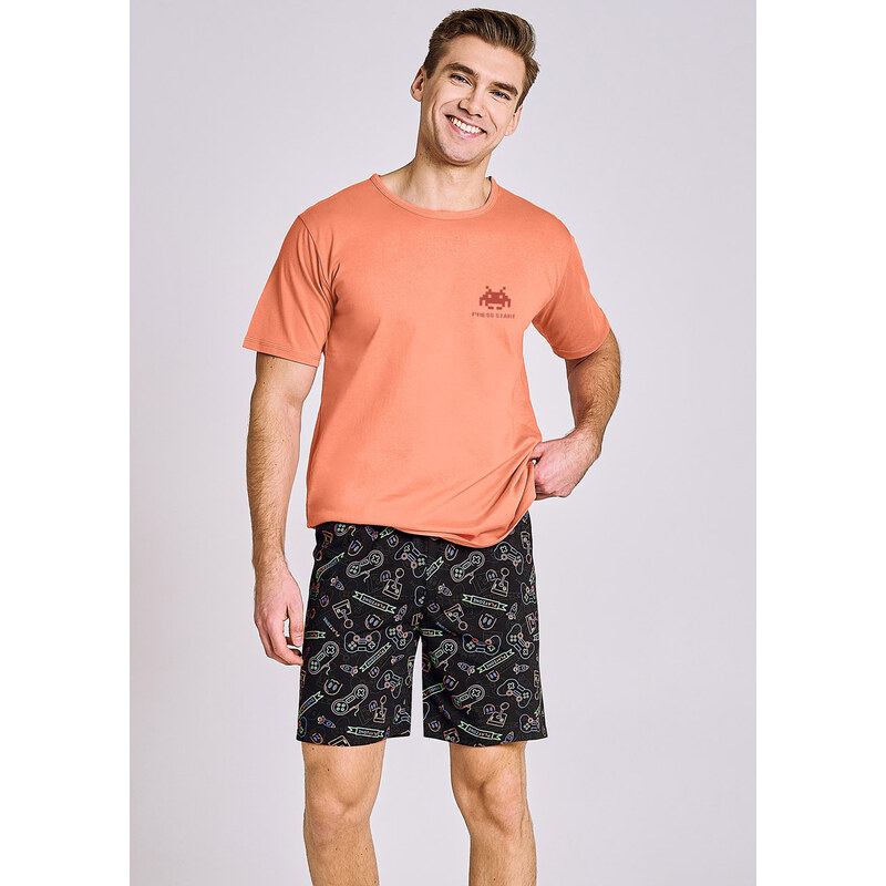 TARO Pánske pyžamo Tom3186 ss41-oranžová M 49947756